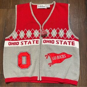 Vintage Ohio State Buckeyes Knit Scarlet and Gray Vest XL Retro College Style